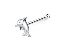Dolphin Shaped Silver Bone Nose Stud NSKD-80